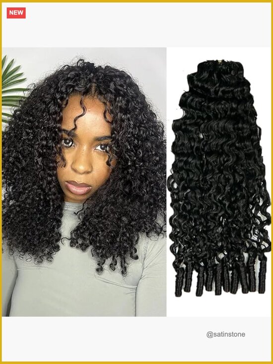 100% Human Hair Crochet Extensions Water Curly 18 Inch Pre-Separated Reusable main image 5